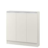 岩附(IWATSUKI) 扉付き収納棚 ホワイト 幅80cm 奥行19.4 高さ90 オーダー 幅木よけカット加工無し MIO-9080SWH