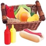 Anatex Pretend Play Multi Activity Picnic Lunch Basket With Wooden Foods おもちゃ (並行輸入)
