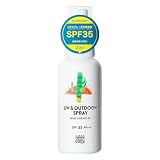 ママベビー UV & アウトドアスプレー SPF35 / PA+++ [ 植物由来100% 紫外線吸収剤フリー 敏感肌 お湯で落とせる ] 80ml