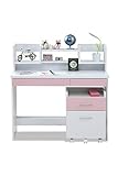 JKプラン シンプルデスク 学習デスク キャスター チェスト 上棚 付き 3点セット 幅100 高さ72 奥行44 子供 勉強机 デスク 配線 すっきり 収納 白 ホワイト ピンク SGT0127WHPK