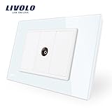 LIVOLOテレビソケットUS / AUスタンダードホワイトクリスタルガラス、電気コンセントプラグ、119mm78mm、CE認証、-C91V-11