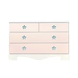 アルファタカバ 子供部屋に置きたいキッズチェスト ポップスター 幅100cm3段タイプ パステルピンク(取っ手ブルー)