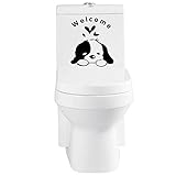 2016 ホット新しい アート かわいい犬歓迎トイレ壁ステッカー壁紙洗面所浴室ビニール防水便座の装飾デ カール