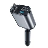 車載充電器 巻き取り式 急速充電 4台同時 Type-C Lightning 電圧計付 12V/24V対応