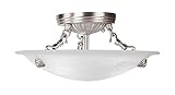 Livex Lighting 4272-91 North Port 3 Light Brushed Nickel Semi Flush Mount with White Alabaster Glass