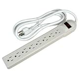 6Ft 8-Outlet Surge Protector 15A, 90J -- 6 Foot Power Cord with 8 Outlets on Strip (White) [並行輸入品]