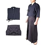 剣道防具コム 織刺ジャージ 上下 セット 剣道着 テトロン 紺 袴 上1号 下19号