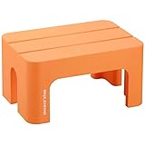 サンカ デコラステップ 踏み台 昇降ステップ台 オレンジ S 高さ20cm 広い足のせ部分と滑り止め加工 インテリアになじむおしゃれでかわいい丸いフォルム 耐荷重100kg 軽量設計 日本製 子供 トイレ 玄関 洗面所 洗車台 足台 キッズ 室内 (幅39.5×奥行28×高さ20cm) DS-SOR
