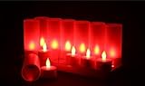 Jimeng　12個セット　充電式LEDキャンドルライト　間接照明　着火不要　揺らめいて見える　ろうそく　ゆらぎ (レッド)