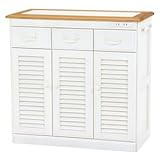 キッチンカウンター(キッチン収納) 幅72cm 木製 タイル天板/二口コンセント/キャスター付き MUD-6249WS ホワイト(白)【代引不可】