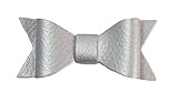 Whole Saleプリンセス2.5 "レザーリボンヘアクリップ カラー: シルバー