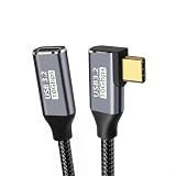 USB Type C 延長ケーブル L字 0.5M タイプC 延長コード USB3.2 Gen2(10Gbps) 100W PD急速充電 ナイロン編み MacBook、Surface、Dell XPS、Xperia、Galaxy、Pixel等のType-C機器対応