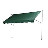 オーニング 簡単取り付け グリーン 幅3000×出1200mm 突っ張り式