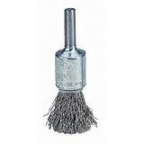 Weiler Wire End Brush, Solid End, Round Shank, Stainless Steel 302, Crimped Wire, 1" Diameter, 0.014