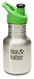 Klean Kanteen 12 oz Stainless Steel Water Bottle (Sports Cap 3.0 in Bright Green) - Brushed Stainles