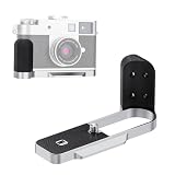 JJC 金属 L型ハンドグリップ 富士フイルム Fujifilm Fuji X half X ハーフ カメラ適用 電池交換が便利 底の1/4"-20ネジ穴 & アルカタイプ スピーカー穴付き シルバー