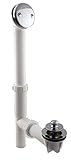 Westbrass Y594244CP Twist and Close Tubular Bath Waste and Overflow Assembly, Polished Chrome, White