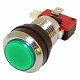 Arcade Game Silver Plated Illuminated Pushbutton (Green) おもちゃ (並行輸入)