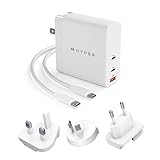 HyperJuice 140W USB PD 3.1 GaN 電源アダプタ ACアダプター 3ポート [ ３台同時充電 USB-A USB-C 単ポート 最大140W 急速充電器 PSE認証 折りたたみ式プラグ コンパクト 海外用 変換プラグ 240Wケーブル 同梱 ] 16インチ Macbook Pro 高速充電対応 HP-HJG140WW 【国内正規品】