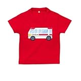 BabyChips 救急車(名入れ半袖ベビーTシャツ) 100 レッド