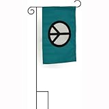 12X18 12X18 Peace Symbol Teal Sleeved Garden Stand Flag [並行輸入品]
