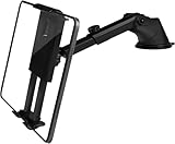 タブレットホルダー 車載 オーディオ用車載ホルダー タブレット スタンド 車 真空吸盤 超強力粘着ゲル 充電可能ホール付き 360度回転 安定性 転落防止 アーム伸縮約20cm 自由調節 取り付け簡単 車用 ダッシュボード フロントガラス タブレット iPad/FireHD10/Switch/オーディオ 12.5～20㎝全機種対応 運転席トラック運転手に オフィス（ブラック）