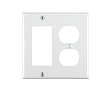 Leviton 80455-w 2-gang 1-duplex 1-decora /漏電遮断器デバイス組み合わせ壁材、標準サイズ、熱硬化性樹脂、デバイスマウント、ホワイト
