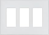 Cooper Wiring Devices 9523SG-P Aspire Thermoplastic 3-Gang Screwless Mid-Size Wall Plate, Silver Gra