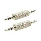 Duttek 3.5mm オス to オス オーディオ アダプター メタル シルバー 3極 3.5mm ステレオ ジャック to 3.5mm ステレオ ジャック アダプター 1/8インチ オス オス オーディオ ヘッドホン ジャック カプラー コネクター - 2パック