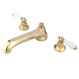 Kingston Brass KS4302PL Metropolitan Roman Tub Filler with Porcelain Lever Handle, Polished Brass [並