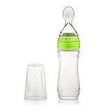 Pixco Feederのスプーンを使った自宅の赤ちゃん哺乳瓶新生児の栄養補助食品のための食用米穀類シリコンボトル (緑)