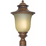 Forte Lighting 17031-01-41 Outdoor Post Fixture with Umber Linen Glass Shades, Rustic Sienna [並行輸入品]