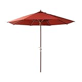 天然木　木製パラソル 270cm【マーチ-MARCH-】（パラソル　撥水 天然木）エンジ