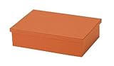 小物入れ フェイク レザー 蓋付き ボックス カラーボックス ハーフ オレンジ 約39×28×10cm 57-74OR