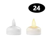 24パック防水FlamelessフローティングTealightsちらつき、暖かいホワイトバッテリLEDティーライトキャンドル – ウェディング、パーティー、Centerpiece、プール＆