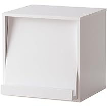 Amazon｜キューブボックス フラップ 扉付き ホワイト 約幅34.5×奥行