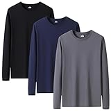 [AYISTELU] ロングスリーブ Tシャツ ロンT 長袖 3枚組 5枚組 綿100% 肉厚生地 無地 メンズ tシャツ 長袖 吸汗速乾 インナー 肌着 カジュアル 秋 冬 春 服 (JP, アルファベット, XL, ダークグレー)