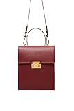 Subella London Sacha Burgundy satchel with signature lock and detachable shoulder strap handmade in 