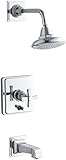 KOHLER K-T13133-3A-CP Pinstripe Pure Rite-Temp Pressure-Balancing Bath and Shower Faucet Trim, Polis