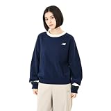 [ニューバランス] 長袖Tシャツ ラインニットプルオーバー (AWT55682) 日本限定 ニット トレーナー 長袖 レディース NNY(NBネイビー)