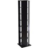 タンスのゲン 回転式 7段 オープンラック 本棚 薄型 マンガ CD DVD コミック 書棚 ラック 木製 シェルフ ブラック 21300005 BK