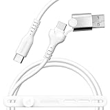 ラスタバナナ 充電ケーブル iPhone15 スマホ 用 やわらか Type-C to Type-C + USB-A to Type-C 2m ホワイト R20CACCA3A01WH