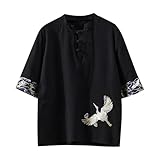 [Alresiga] サマーニット メンズ 半袖 メンズ シャツ 夏服 半袖 ボタン リネンシャツ 半袖 メンズ 麻 綿麻 半袖 カジュアル Tシャツ 無地 ゆったり 薄手 おしゃれ 大きいサイズ シャツ ビジネス フォーマル 春 夏 秋 冬 (ブラック/XL)