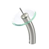 Vigo Industries VG03002BN Single Lever Waterfall Faucet with Clear Glass Disc in Brushed Nickel