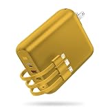 モバイルバッテリー 大容量 【15000mAh・コンセント一体型・3本ケーブル内蔵】 6台同時充電 22.5W/PD20W対応 PD3.0 スマホ充電器 携帯充電器 軽量 小型 折りたたみ式プラグ ACアダプター Type-C入出力兼用 iPhone/Android/iPadに適合する LEDライト付き 機内持込可能 (イエロー)