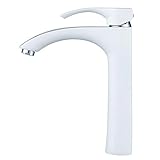 Hiendure 真鍮シングルレバー洗面器の蛇口、白色塗料