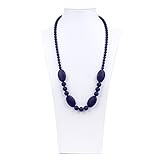 Bumkins Nixi Ellisse Silicone Teething Necklace Navy (Discontinued by Manufacturer) [並行輸入品]