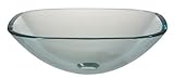 Ambassador Marine Square Glass Vessel Clear Smooth Glass Sink, 16 1/2-Inch Square x 5 1/2-Inch Deep