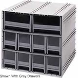 Quantum QIC-8224RD Interlocking Gray Storage Cabinet with 10 Red Drawers, 11.38-Inch by 11-3/4-Inch 