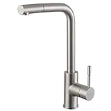 KES L6953 鉛フリー シングル ハンドル ハイアーク プルダウン式 キッチン用 回転式水栓 つや消しステンレススチール 並行輸入品